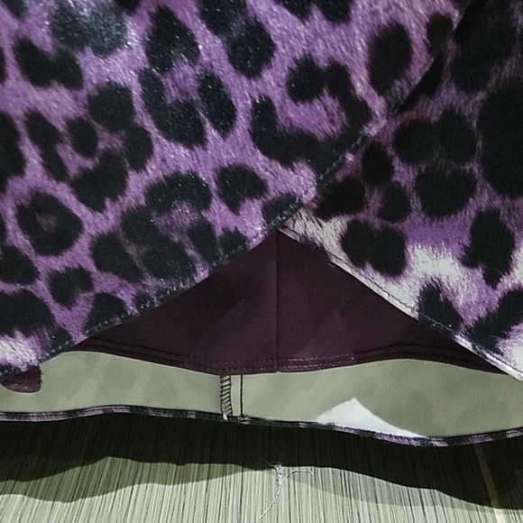 PURPLE BLACK LEOPARD ANIMAL  PRINT STRAPLESS DRESS STRETCH SEXY MOBWIFE CLUBWEAR - Picture 3 of 11